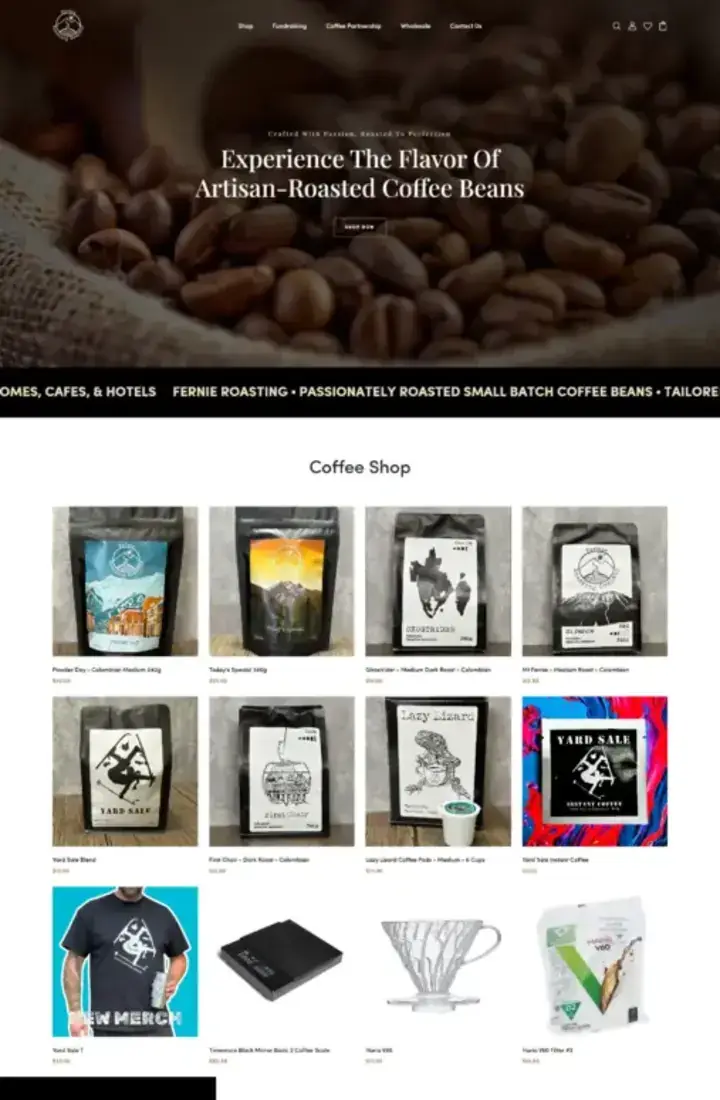 Fernie Roasting website designed by Partopia