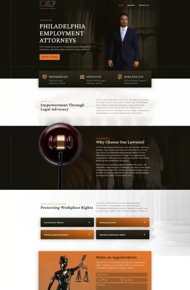 Lacy Employment Law website designed by Partopia