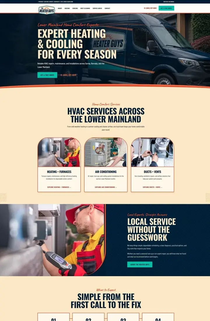 The Heater Guys website designed by Partopia